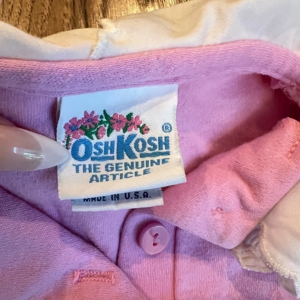 Vintage Oshkosh B’Gosh Pink Shirt White Detailed Collar 6-9 EUC 90s